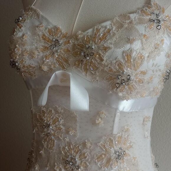 Y2K Floral Sheer Beaded Tiered Angelic Dress - Picture 3 of 7